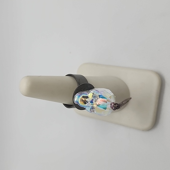 GASOLINE GLAMOUR SWAROVSKI CRYSTAL SKULL CHARM RING - Picture 6 of 7